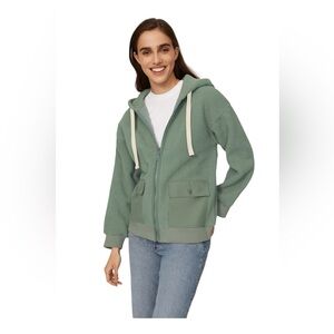 Madewell Women's Faux Sherpa Zip Jacket Green Sz. Medium